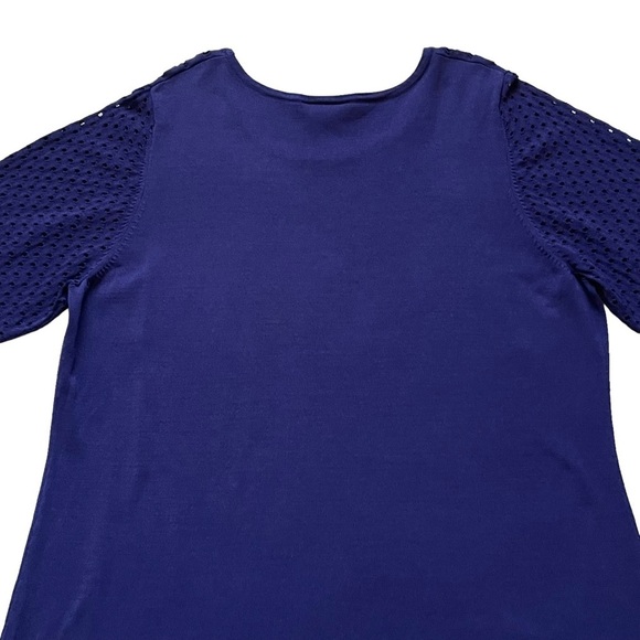 Lane Bryant Women’s Navy Knit Dress Plus Size 22/24 Stretchy  Open Knit Sleeves - Picture 6 of 8